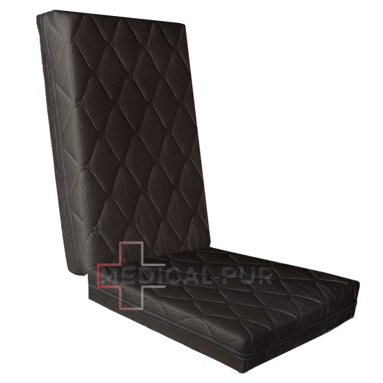 Ortopedický podsedák s opěrou MEDICAL PUR, paměťová pěna + PUR, potah TRIMTEX BLACK, výška 9 cm